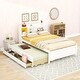 preview thumbnail 5 of 9, Superior Quality Captain Bed with Type-C USB Ports, Wood Platform Full Bed Frame with LED Light Headboard & Trundle, White