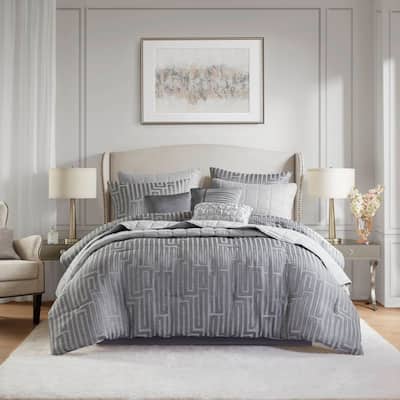 Madison Park Royce 10 Piece Luxury Jacquard Comforter Set
