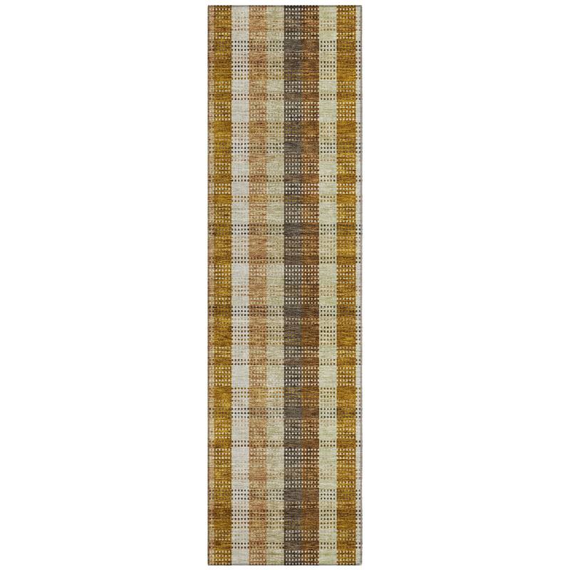 Machine Washable Indoor/ Outdoor Modern Plaid Chantille Rug