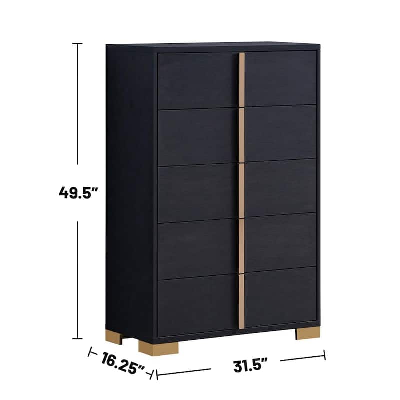 5 Drawers Wooden Chest with Metal Hardware