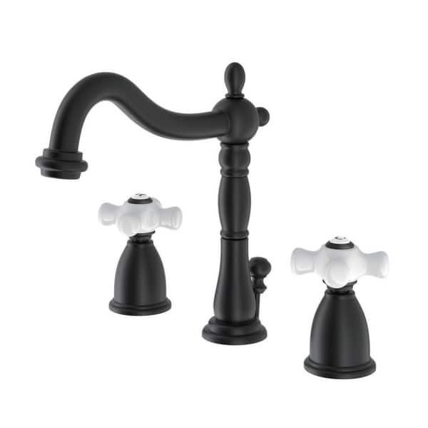 slide 2 of 21, Kingston Brass Traditional 8 in. Widespread Bathroom Faucet Matte Black