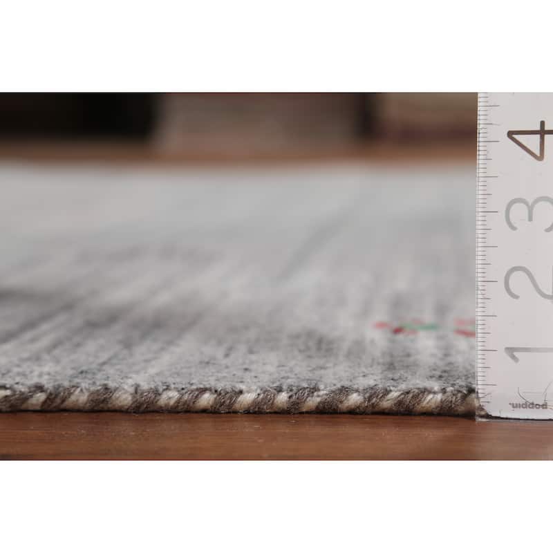 Striped Gabbeh Indian Area Rug Handmade Oriental Grey Wool Carpet - 6'9"x 8'2"