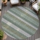 preview thumbnail 91 of 149, Machine Washable Indoor/ Outdoor Cabana Stripe Chantille Rug Basil - 8' x 8'
