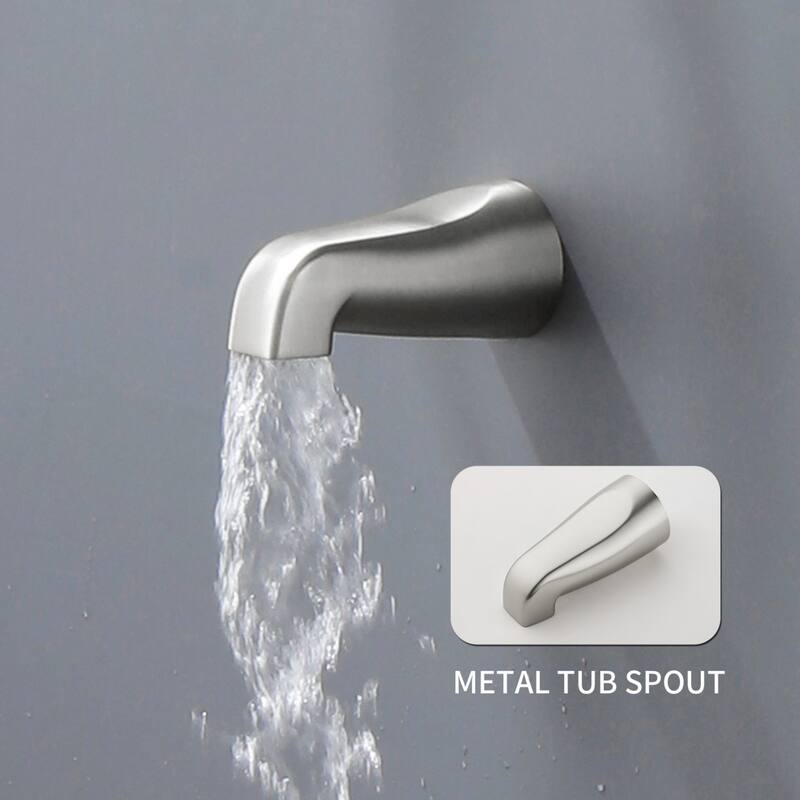 Modland 3-Handle Tub and Shower Faucet Set Dual Head 7-Spray Brass Valve Kit with Alloy Spout