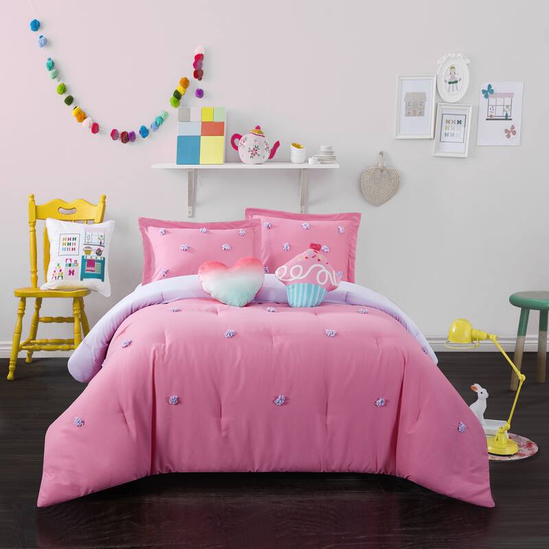 Heritage Kids Pom-Pom Pink Kids Comforter Set