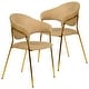 preview thumbnail 3 of 61, Set of 2 Bella Modern Leather or Velvet Upholstered Dining Chair with Gold Stainless Steel Legs for Home Office Kitchen Taupe