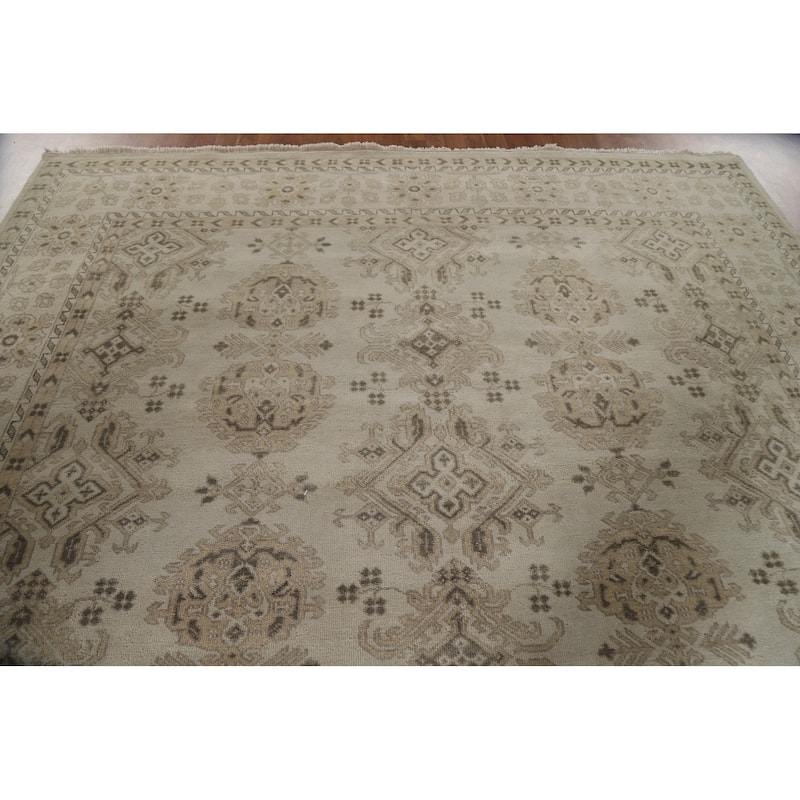 Transitional Oushak Area Rug Hand-Knotted Oriental Wool Carpet - 9'0"x 11'11"