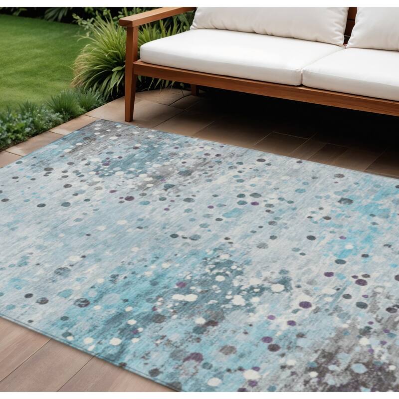 HomeRoots Abstract Transitional Rectangle Outdoor Rug - 9' X 12'