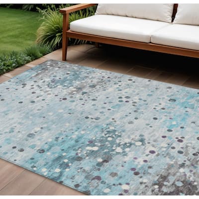 HomeRoots Abstract Transitional Rectangle Outdoor Rug