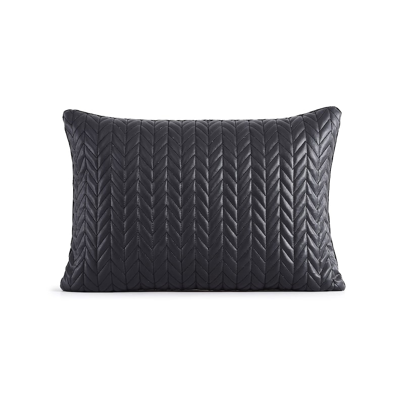 KARL LAGERFELD PARIS Chevron Quilted Faux Leather Decorative Pillow - 12x18
