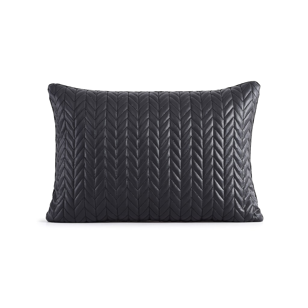 KARL LAGERFELD PARIS Chevron Quilted Faux Leather Decorative Pillow