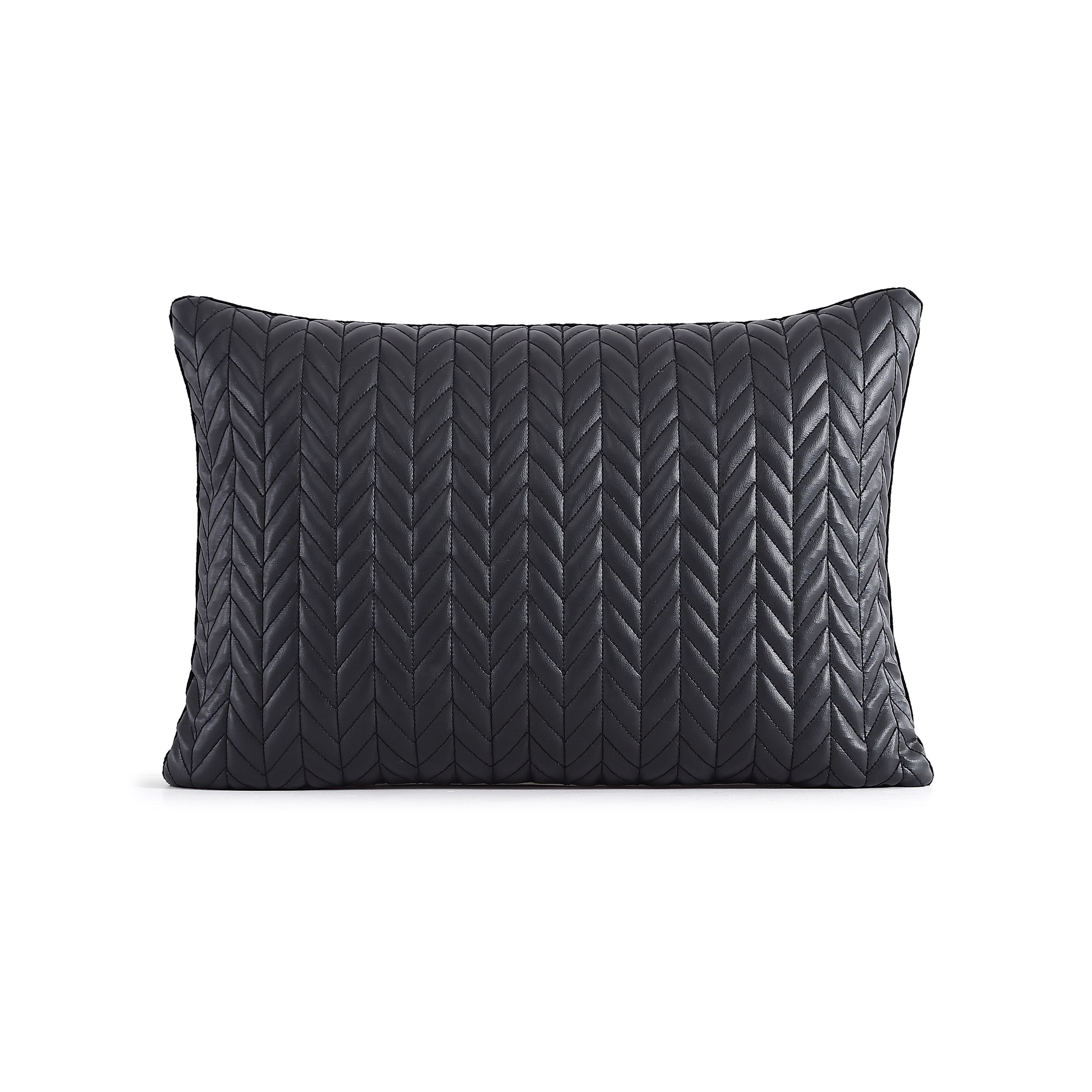 KARL LAGERFELD PARIS Chevron Quilted Faux Leather Decorative Pillow