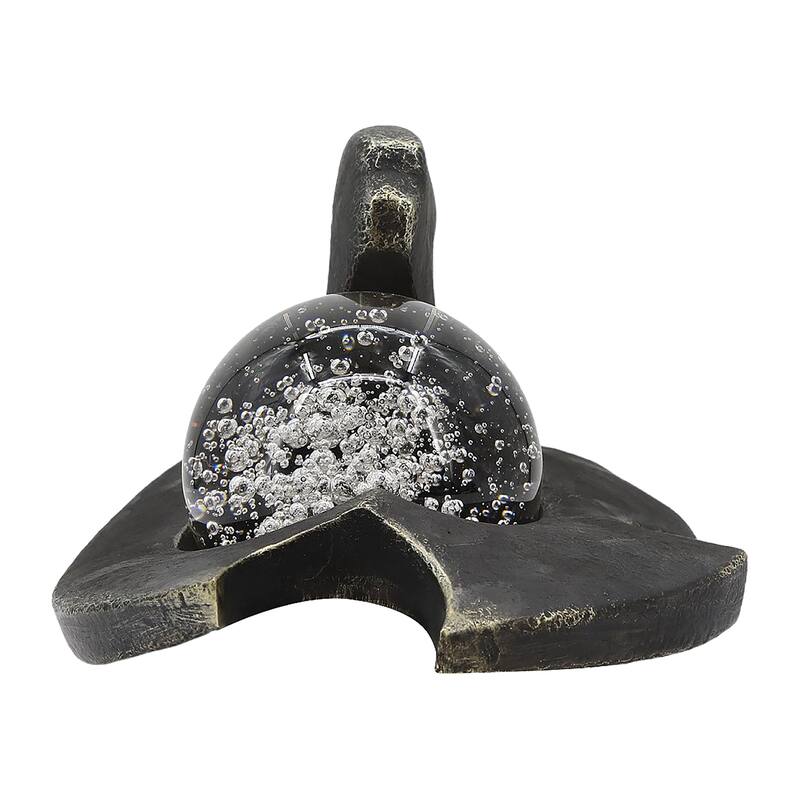 Sagebrook Home Massimo Large 13" Bronze Statuary - Resin and Crystal Decorative Object for Modern Homes - 9" x 7" x 13"