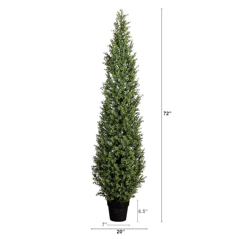 Boxwood Topiary Outdoor Artificial Potted Tree - 6'