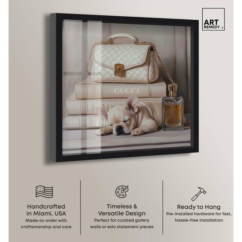 Ivory Books and Frenchie Shadowbox by Art Remedy