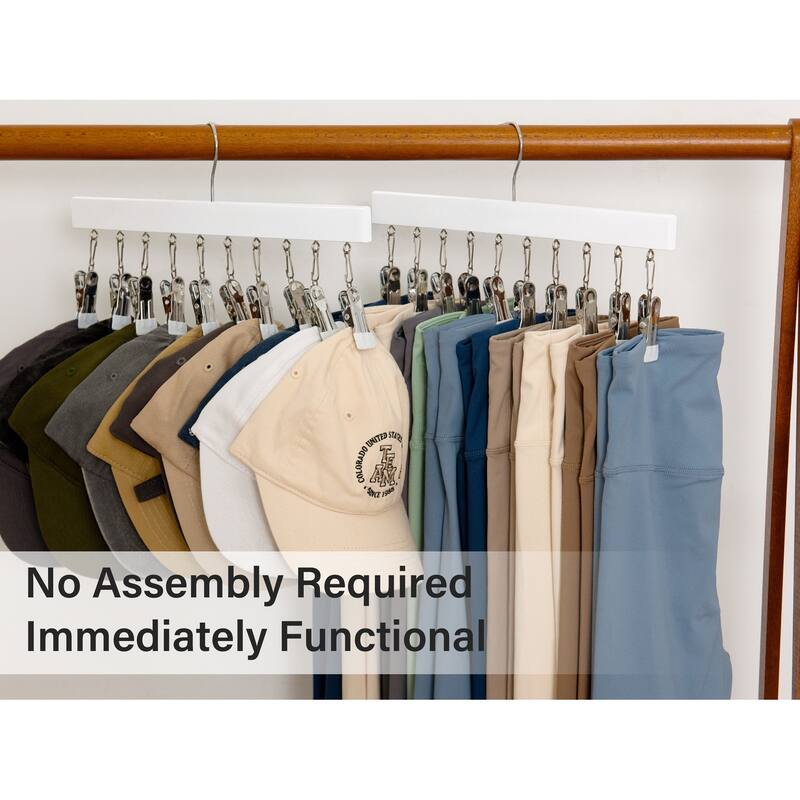 2-pack Hat Rack, Multi-Use Pants Hangerb with 10 Adjustable Stainless Steel Clips