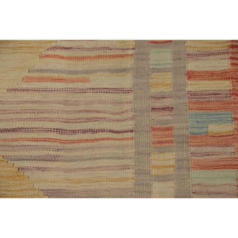 Hand Woven Southwestern Wool Yellow Geometric Area Rug - 8' 4'' X 4' 11''