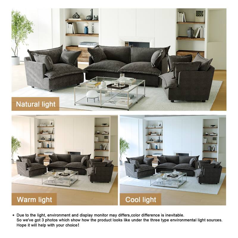 Comfy Cloud Oversized Chenille Modular Sectional Sofa Armchair Set