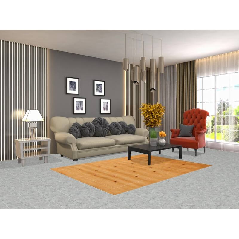 Hand Knotted Oriental 100% Wool Carpet Tribal Tribal Yellow & Gold Gabbeh Area Rug - 6' 4'' X 4' 7''
