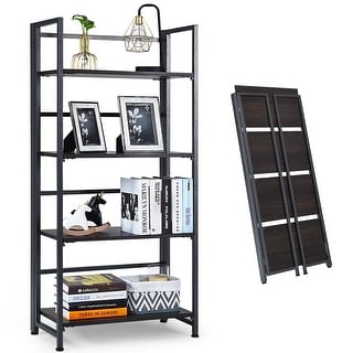 Shop Costway 4 Tier Folding Bookshelf Foldable Metal Storage Shelf