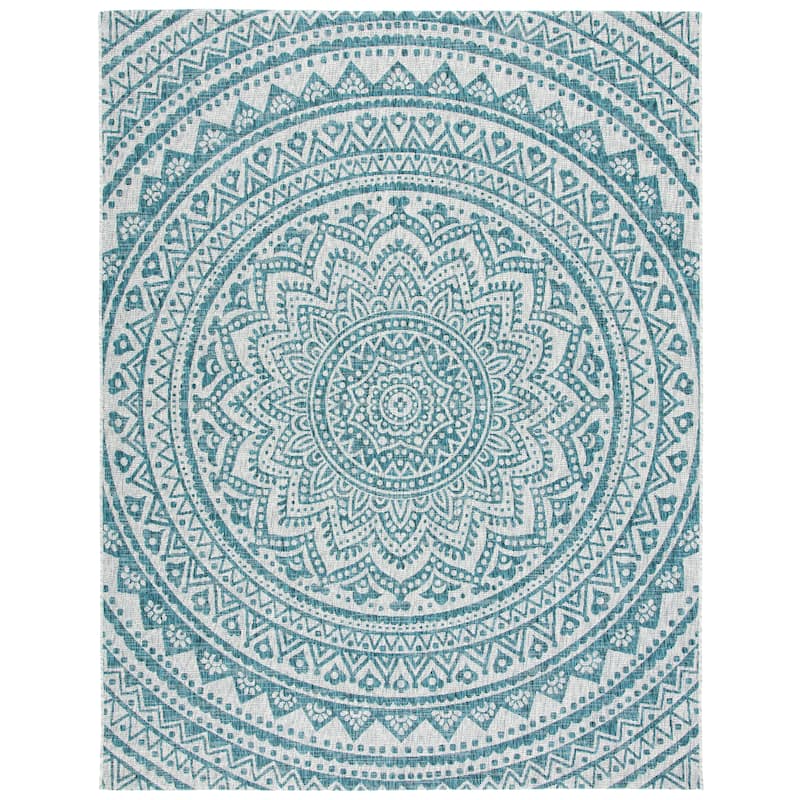 SAFAVIEH Courtyard Fran Mandala Indoor/ Outdoor Waterproof Patio Backyard Rug
