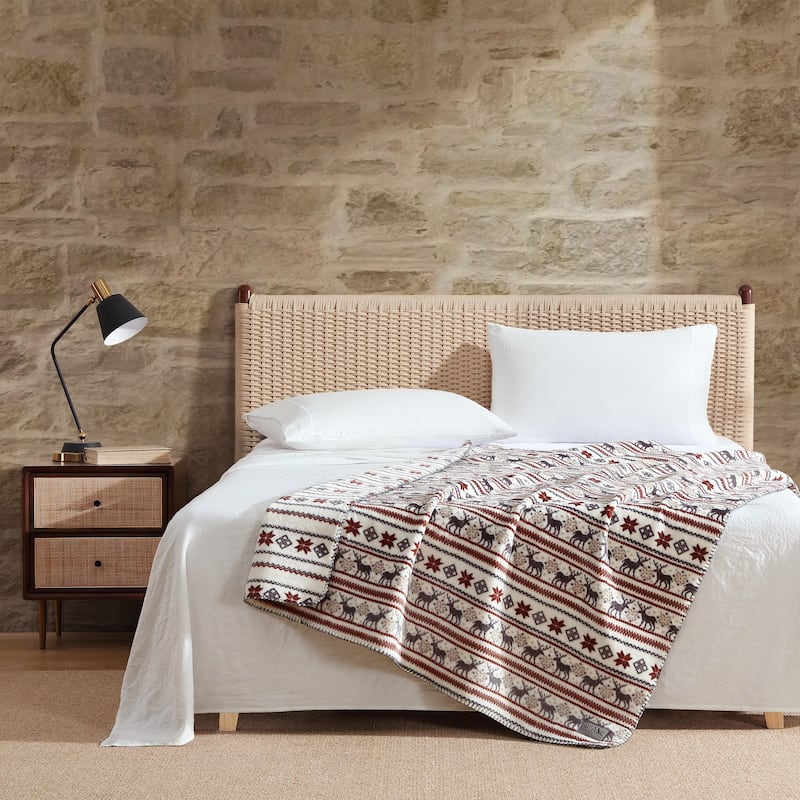 Eddie Bauer Printed Reversible Ultra Soft Plush Throw Blanket