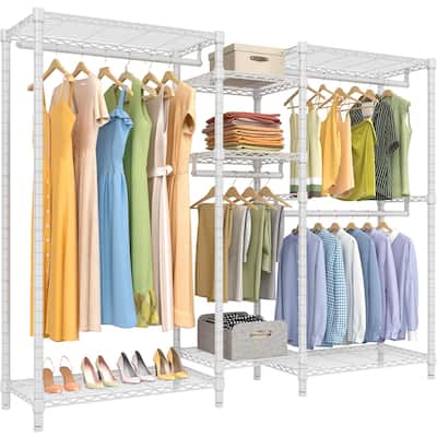 V6 Wire Garment Rack 5 Tiers Heavy Duty Clothes Rack for Hanging Clothes, Metal Clothing Rack Freestanding Closet Storage Rack