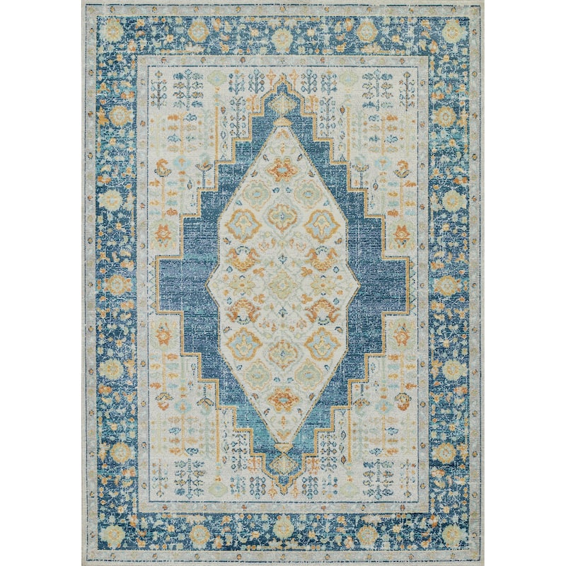 Momeni Lillihan Traditional Medallion Area Rug - Navy - 2' x 3' - Rectangle