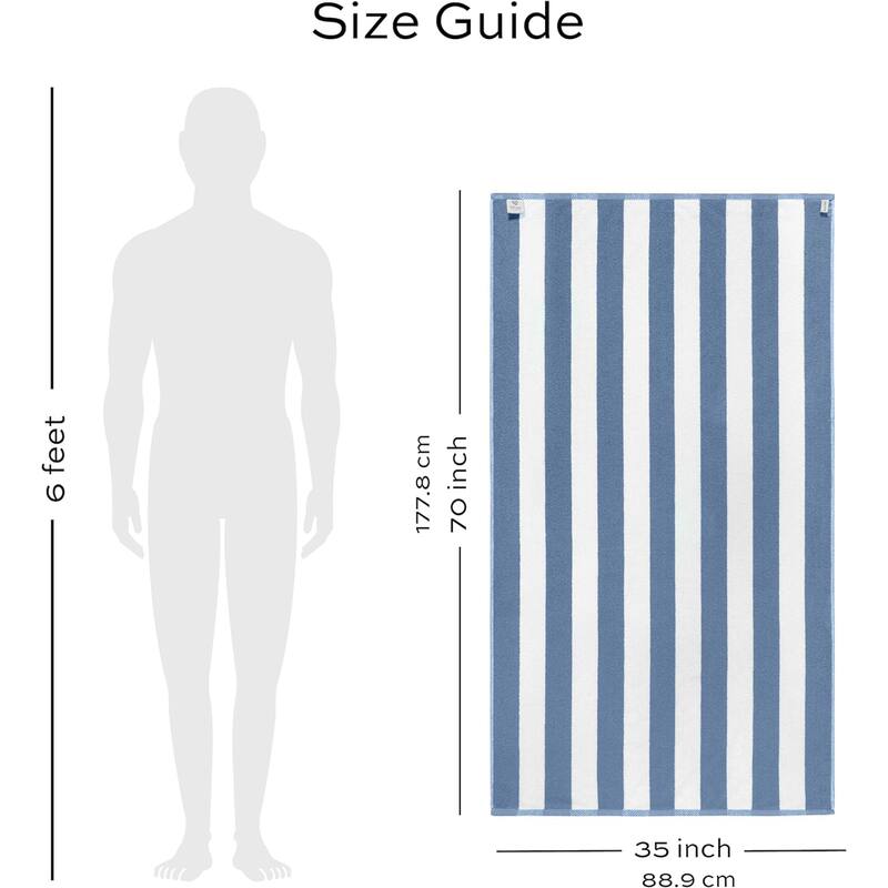 White Classic Luxury Cabana Striped Oversized Beach Towel 35x70" | Set of 2
