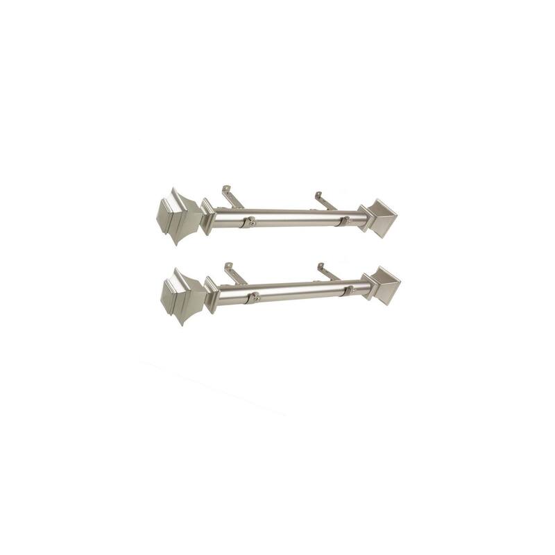 Steel Curtain Rods Set - Satin Nickel Finish, Adjustable Length 12-20 Inch, Includes Finials & Brackets - M