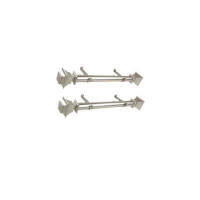 Steel Curtain Rods Set - Satin Nickel Finish, Adjustable Length 12-20 Inch, Includes Finials & Brackets - M