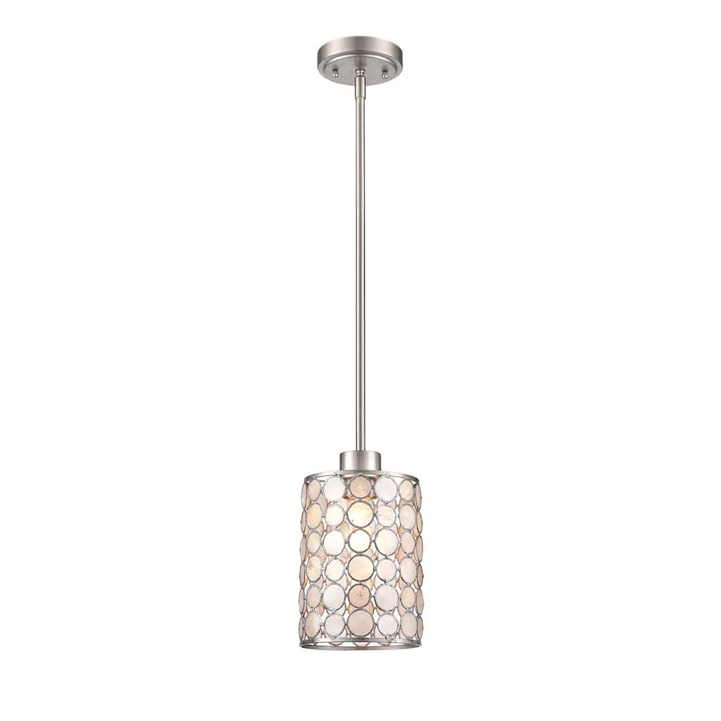 Elk Home Sagamore Brushed Nickel Finish With White capiz shade Pendant