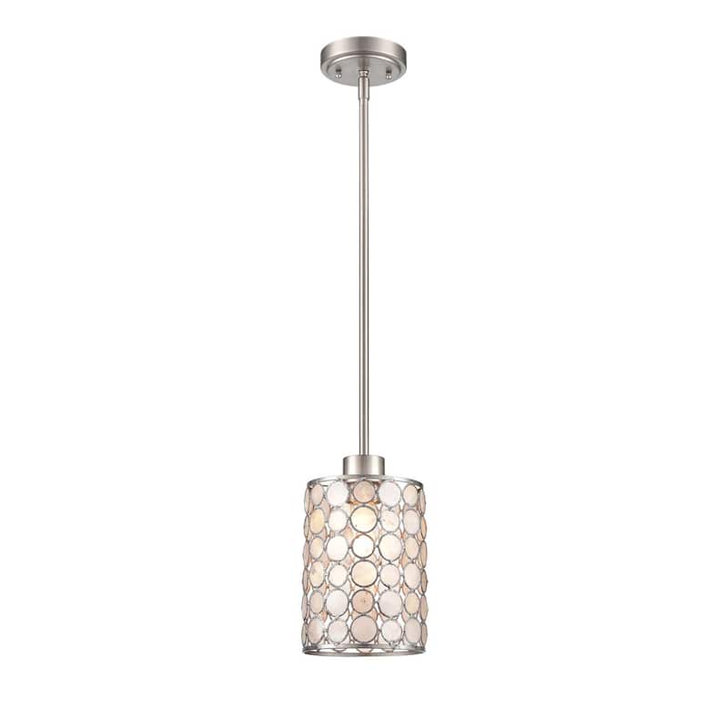 Elk Home Sagamore Brushed Nickel Finish With White capiz shade Pendant