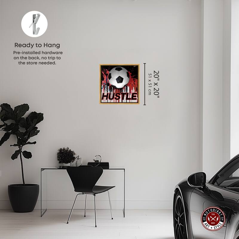 Notoriart Soccer Red Splash Framed Soccer 1 Piece Canvas Wall Art
