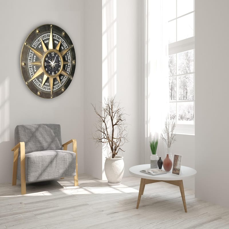 Compass Metal Wall Clock - 31*31*3 - 31*31*3