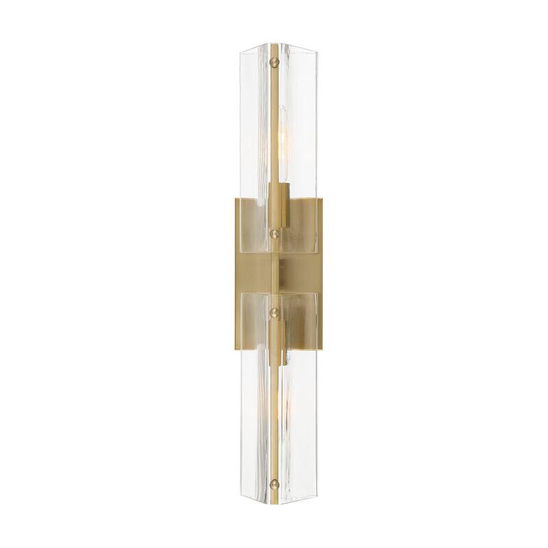 Latitude 22.25 in. 2-Light Brushed Gold Modern Wall Sconce Light