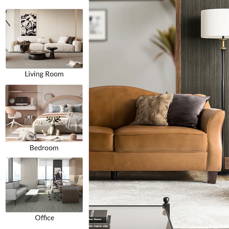 Sandra 81.5" Classic Genuine Leather Sofa With Solid Wood Legs By HULALA HOME