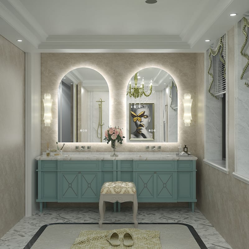 UL Certified Arched LED Anti-fog Tempered Glass Wall Bathroom Vanity Mirror