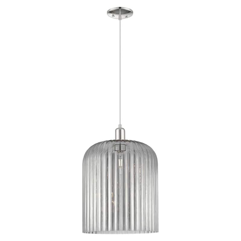 Innovations Lighting Downtown Urban - Bridal Veil - 1 Light 12" Cord Hung Mini Pendant - Polished Nickel/Light Smoke Shade