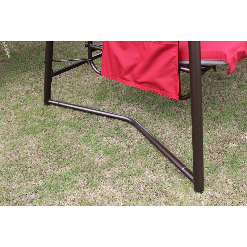 Metal Frame Swing Chair Convert Swing Bed with Adjustable Canopy Outdoor Patio Hanging Chair Hammock Chairs, 3-Seater