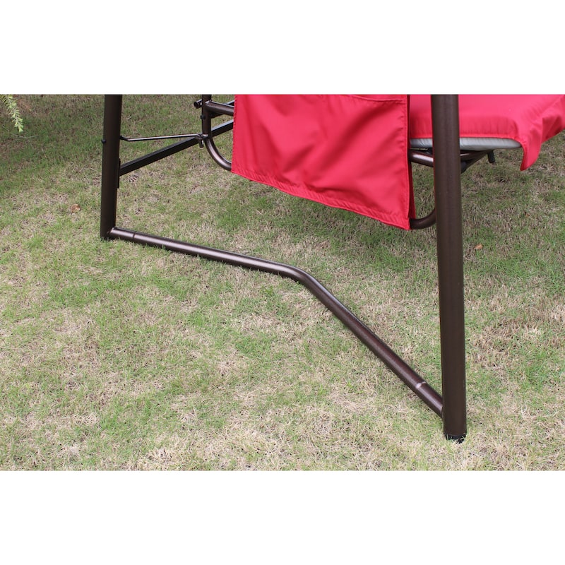 Outdoor Patio Swing Chair with Converts to Bed, Includes Weatherproof Canopy and Thick Cushion (Seats 3 Adults)
