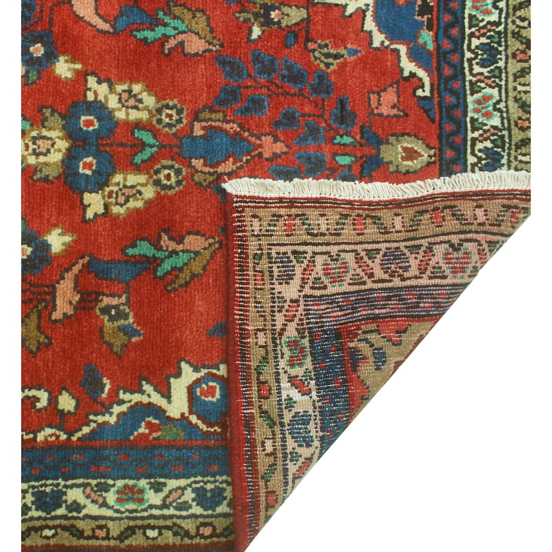 Fine Vintage Distressed Alger Red/Blue Runner - 3'5" x 10'0"