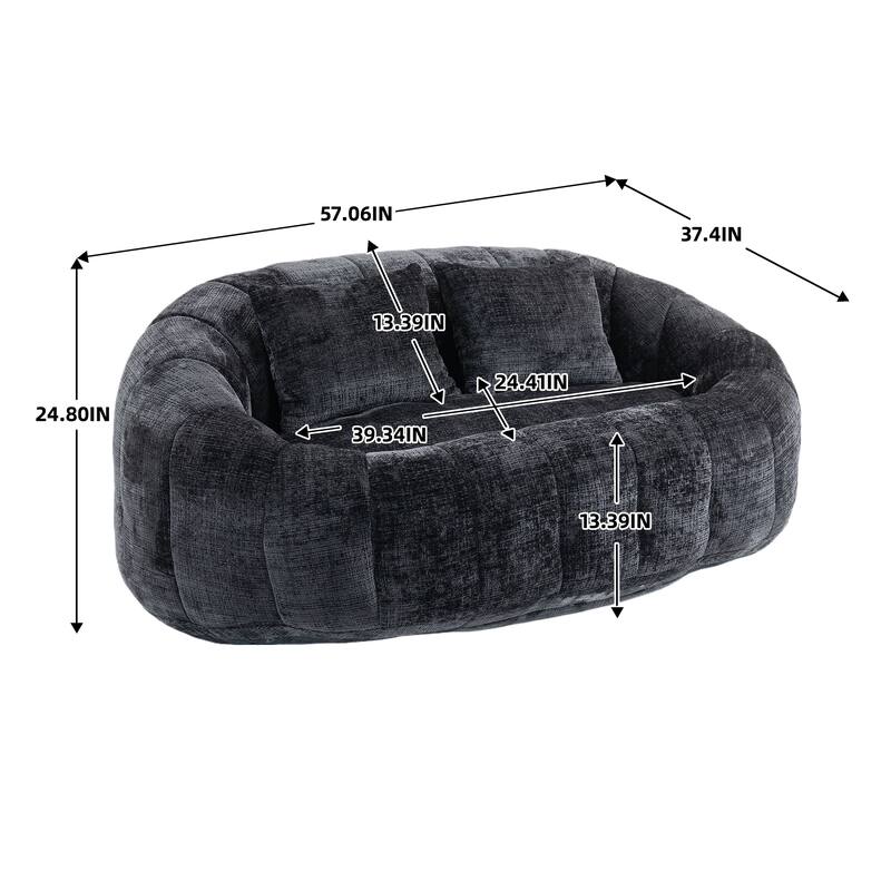 Roomfitters High Back Bean Bag Sofa Chair, Velvet Lazy Lounger Couch for Indoor and Outdoor Living Room or Bedroom
