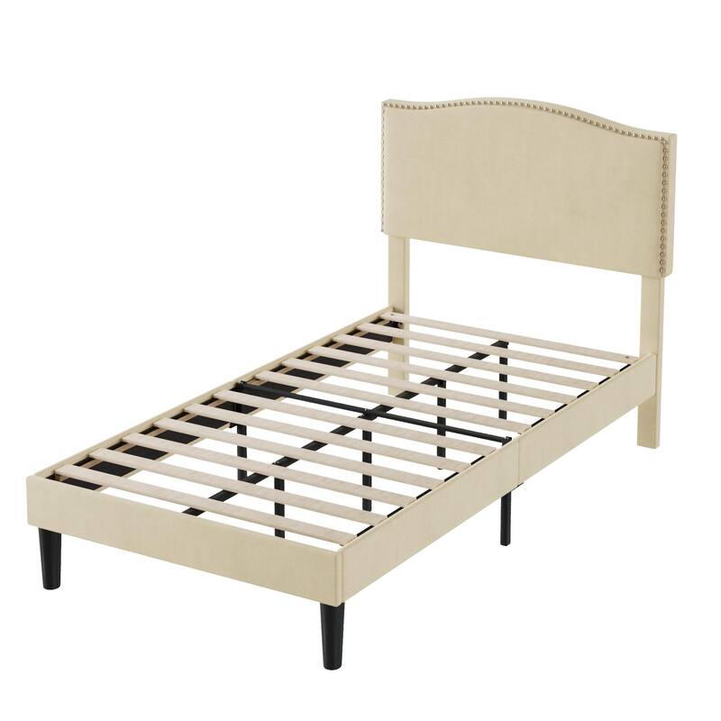 VCCELO 2-Pack Twin Size Bed Frame with Adjustable Headboard Noise-Free Twin Size Bed Set of 2 for Kids Room Dorm Apartments