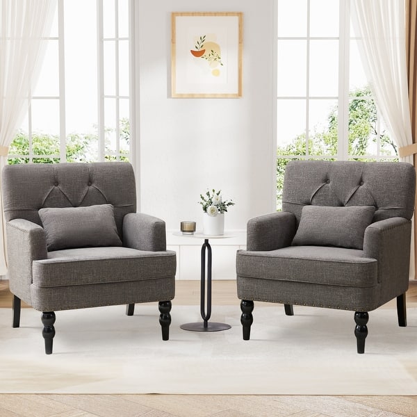 Accent Chairs For Living Room Modern Accent Living Room Chair Linen Fabric Club Single Sofa Chair With Ottoman Reading Chair
