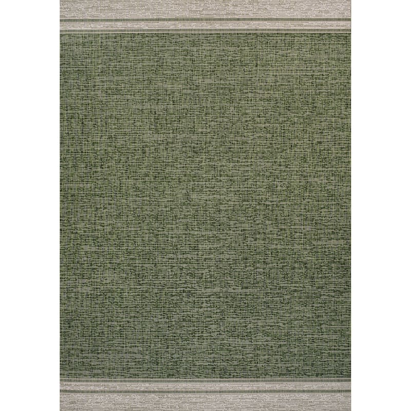 JONATHAN Y Darcy Modern Minimalist Mingled Solid Black/Cream Indoor/Outdoor Area Rug - 8 X 10 - Green/Cream