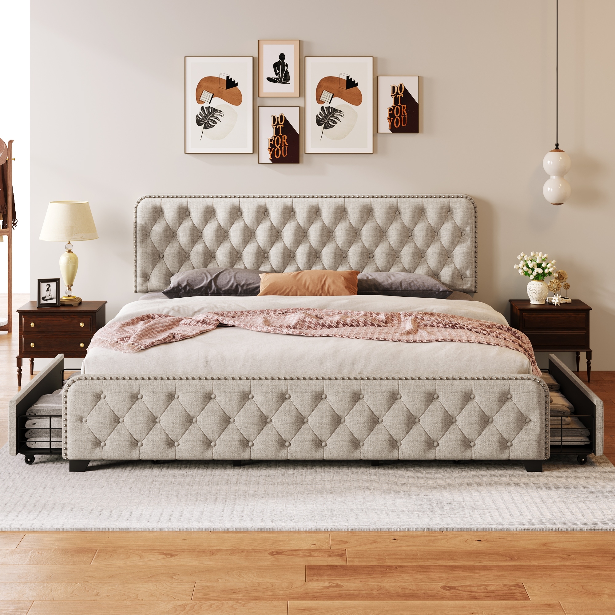 King upholstered top headboard and footboard