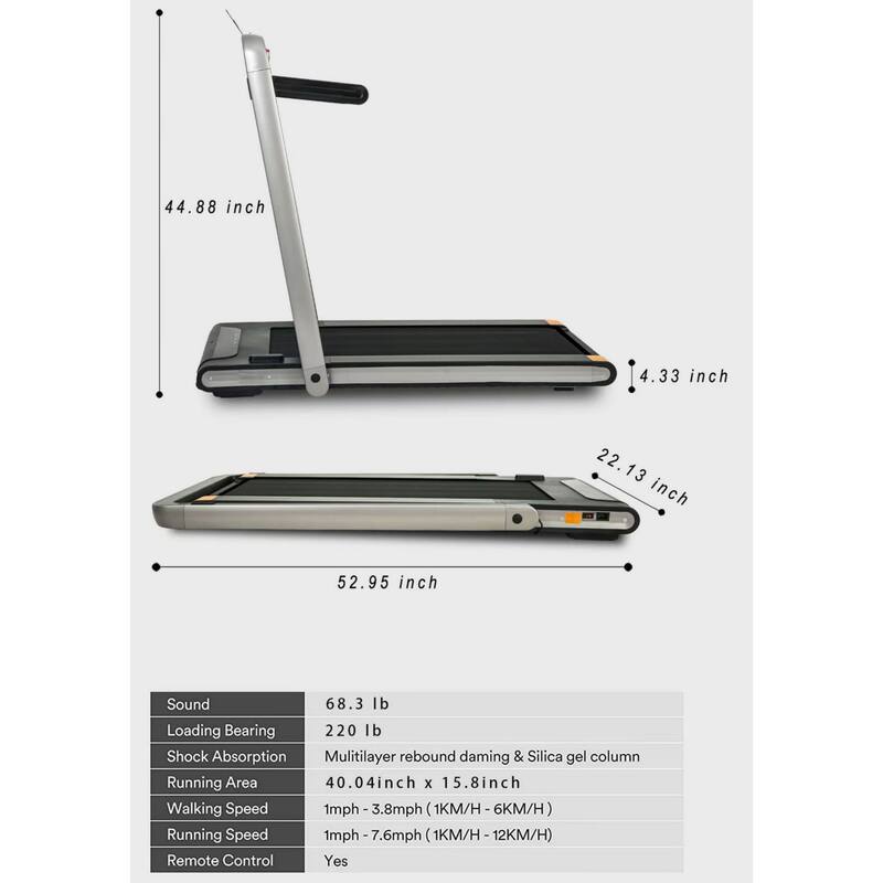 2 in 1 Under Desk Treadmill, 2.5HP Folding Electric Treadmill with Remote Control