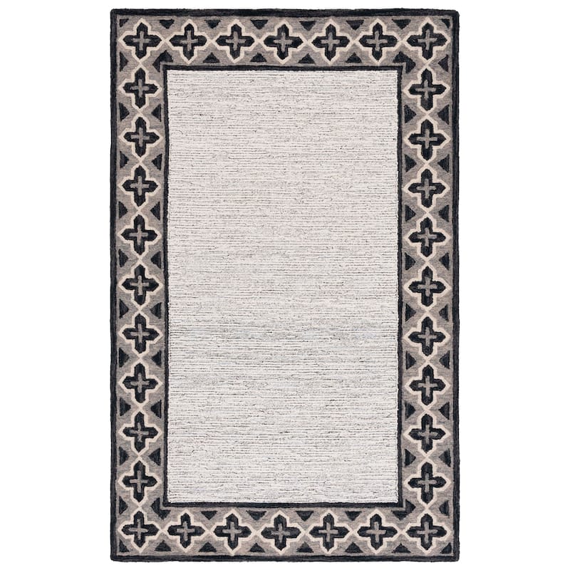 SAFAVIEH Handmade Pine Aure Modern Wool Rug - 6' Square - Charcoal/Ivory