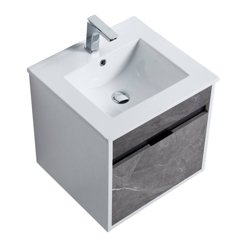 Fine Fixtures - Wall Mount Bathroom Vanity And Sink, Knob Free Design - Alpine Collection -